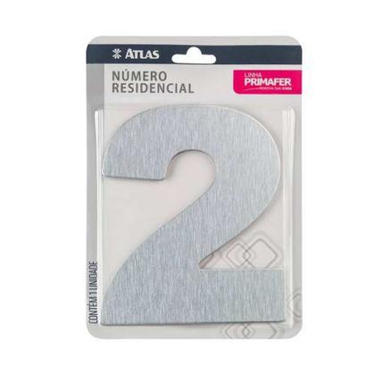 Imagem de Número Residencial Adesivo Cromado 2 - Alumínio ACM 13x12cm - Fita 3M VHB - Interno/Externo