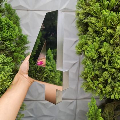 Imagem de Número residencial em aço inox 20cm Casa Portão 3d- Estoque disponível - Lino Corte a Laser