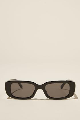Imagem de Óculos de sol estilo Sunglass retangular feminino em acetato preto