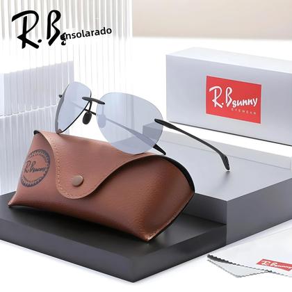 Imagem de Óculos De Sol Vintage RBsunny Pilot Polarizados Sem Armação Anti-UV400 Grande Armação Estilo Aviador