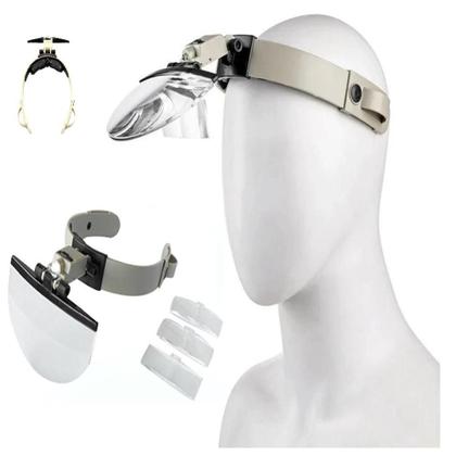Imagem de Oculos lupa de caba maos livre multiuso estetica lash design reparo joias relogio ouvires luz led profissional