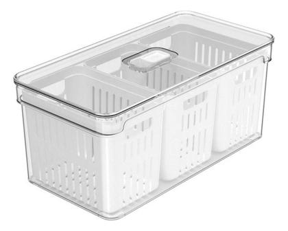 Imagem de Organizador Com 3 Cestos 5l Clear Fresh - Cozinha Geladeira