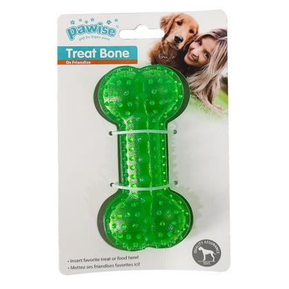 Imagem de Osso Porta Petisco Pawise P Verde  Brinquedo Interativo de Borracha para Cães Pequenos
