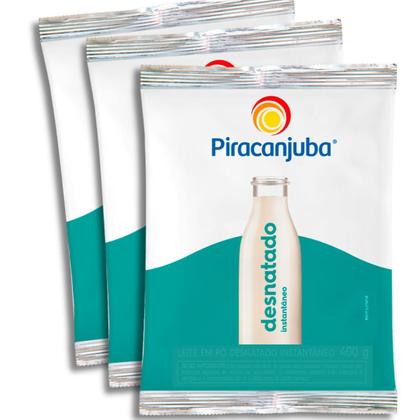 Imagem de Pack 3 unidades Leite em Pó Desnatado Instantâneo Piracanjuba 400g - Kit com 3x400g