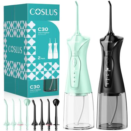 Imagem de Pacote com 2 unidades Water Flosser COSLUS para dentes com 3 modos e 8 níveis
