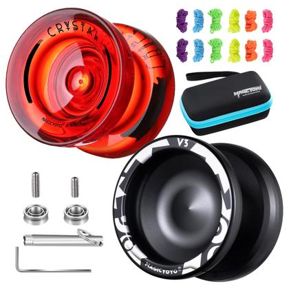 Imagem de Pacote Yoyo com 2 Yoyo responsivo para crianças ShungRu V3 preto e vermelho K2