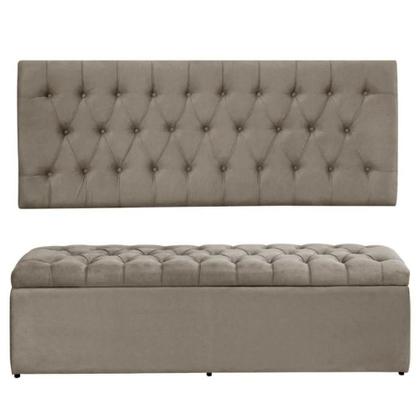 Imagem de Painel Cabeceira Com Bau Dubai 1.28 Viuva Suede Bege