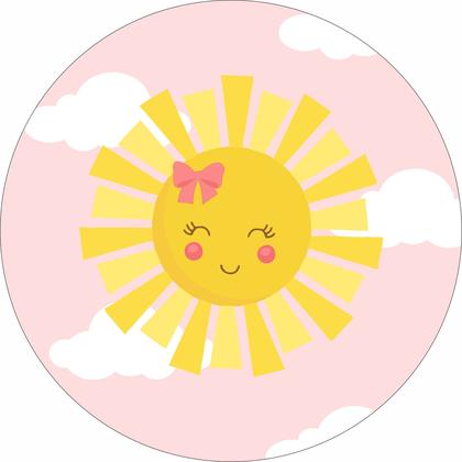 Imagem de Painel de Tecido Sublimado Redondo Solzinha Feliz Fundo Rosa c/Elástico