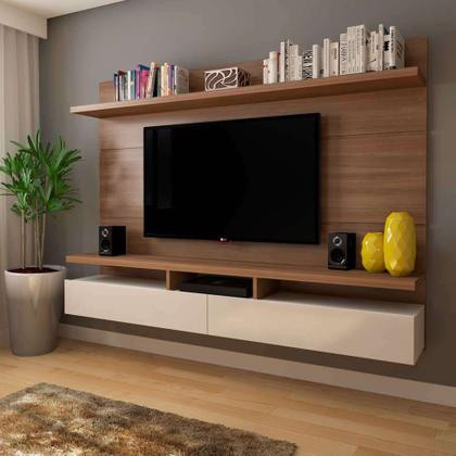 Painel para TV 60 Polegadas Zeus Natural e Off White 220 cm