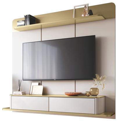 Imagem de Painel Para TV 70 Pol Bancada Suspensa Cheri B01 Off White Champagne - Lyam Decor
