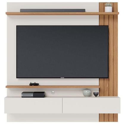 Imagem de Painel para Tv Home Suspenso Juriti 1.5 Off White Matte Freijó - Colibri