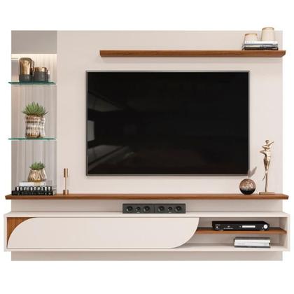 Imagem de Painel Suspenso Tv 60 Pol 180 cm Ravi Off White Freijó DJ Moveis