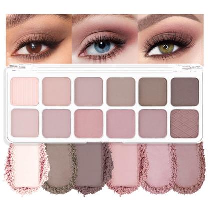 Imagem de Paleta de sombras AMY'S DIARY 12 cores rosa claro roxo