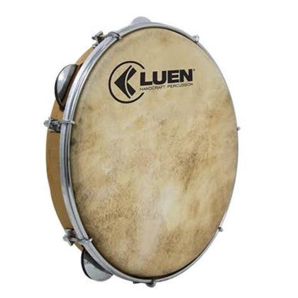 Imagem de Pandeiro Luen Pele Animal Madeira Natural  - 10 Polegadas Profissional 