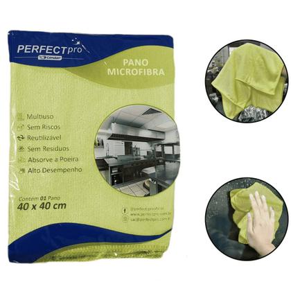 Imagem de Pano Microfibra Limpa Vidros Multiuso Amarelo Perfect 40cm