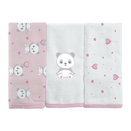 Imagem de Pano Paninho De Boca Malha 100% Algodão Fio 30 Menina Menino  C/3 Unidades