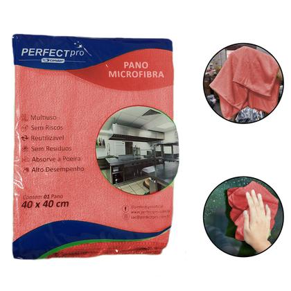 Imagem de Pano Toalha Microfibra Limpa Vidro Multiuso Vermelha Perfect 40cm