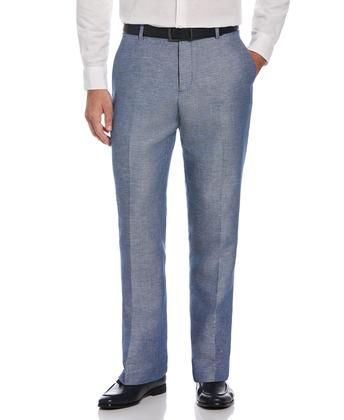 Imagem de Pantalones de Vestir Perry Ellis Portfolio Essentials de Lino para Hombre Azul 36W x 29L