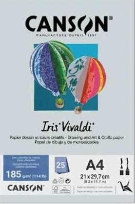 Imagem de Papel de desenho Iris Vivaldic A4 Cinza 25 FLS 185 g - Canson