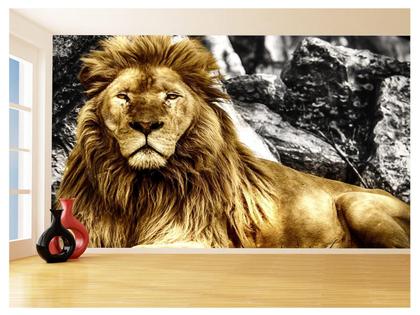 Imagem de Papel De Parede 3D Animais Leão Rosto Encarando 3,5M Anm499
