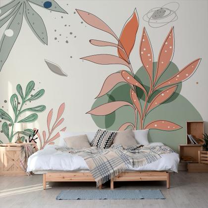 Imagem de Papel de Parede Folhagem Decoração Botânica Boho Planta 9m²