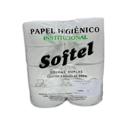 Imagem de Papel Higiênico 300m Folha Dupla 100% Celulose Softel Com 8 Rolos