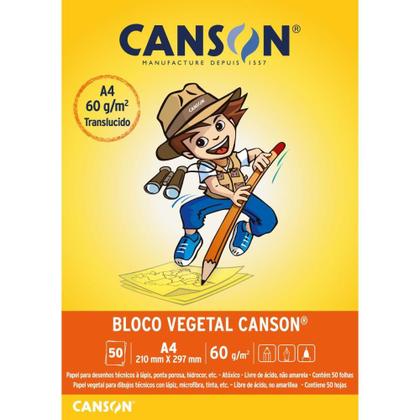 Imagem de Papel Vegetal Escolar 50 Folhas A4 60G  Bloco Canson