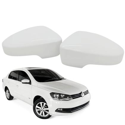 Imagem de Par Capa Retrovisor Voyage 2013 2014 2015 2016 2017 2018 2019 2020 2021 2022 2023 Branco Cristal Com Furo