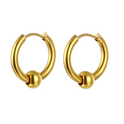 Imagem de Par de brinco argola masculino aço inox dourado tds  tamanho 12mm 14mm 16mm 18mm 20mm