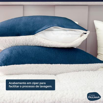 Imagem de Par De Fronhas Sherpa/Manta Soft Fleece Dupla Face 70 X 50cm