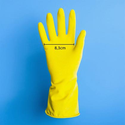 Imagem de Par de Luvas Nobre Látex M p/ Agentes Químicos Resistente e Segura Amarelo