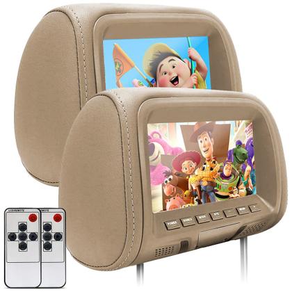 Imagem de Par Encosto Com Tela Lcd Bege Fiat Idea 2006 2007 2008 2009 2010 2011 7 Polegadas Dependente Replicação Visor Monitor