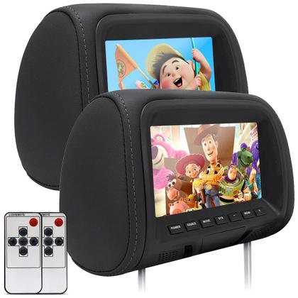 Imagem de Par Encosto Com Tela Lcd Grafite Cinza Escuro Peugeot 207 7 Polegadas Dependente Replicação Visor Monitor