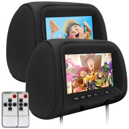 Imagem de Par Encosto Com Tela Lcd Preto Ssangyong Kyron 2007 2008 2009 2010 2011 2012 2013 Dependente Espelhamento Multimídia