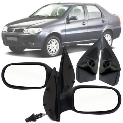 Imagem de Par Espelho Retrovisor Fiat Siena Palio Palio Weekend 2004 2005 2006 2007 4 Portas Com Acabamento