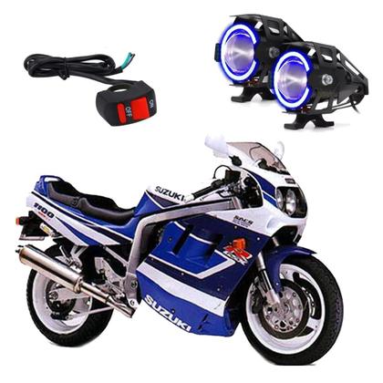 Imagem de Par Farol de Milha Angel Eye U7 Azul para Moto Suzuki GSX R 1100 1991 1992 1993 1994 1995 1996 1997 1998 1999 2000