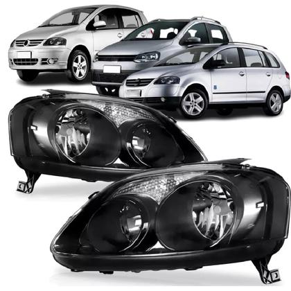 Imagem de Par Farol Fox, Crossfox, Spacefox 2003 2004 2005 2006 2007 2008 2009 Máscara Negra Foco Duplo