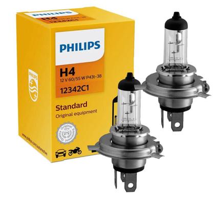 Imagem de Par Lâmpada Philips Halógena Standard 55/60W 12v H4 Biodo