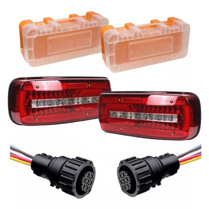 Imagem de Par Lanterna Led Traseira Caminhão Vw Meteor + Par Chicotes