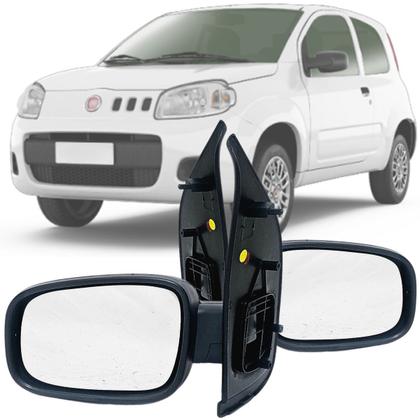 Imagem de Par Retrovisor Fiat Novo Uno Vivace Evo Sporting Way 2010 2011 2012 2013 2014 2015 2016 2017 2018 2019 2020 2021 Manual Sem Controle para 4 Portas