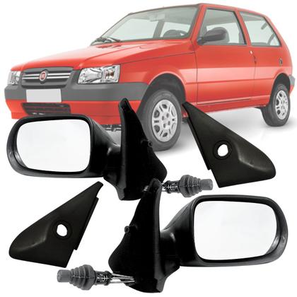 Imagem de Par Retrovisor Fiat Uno Mille Fire Way 2004 2005 2006 2007 2008 2009 2010 2011 2013 com Controle e Acabamentos 2 Portas