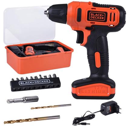 Imagem de Parafusadeira Furadeira à Bateria 12V 3/8 POL Bivolt com Kit 13 Acessórios LD12SP-BR BLACK & DECKER