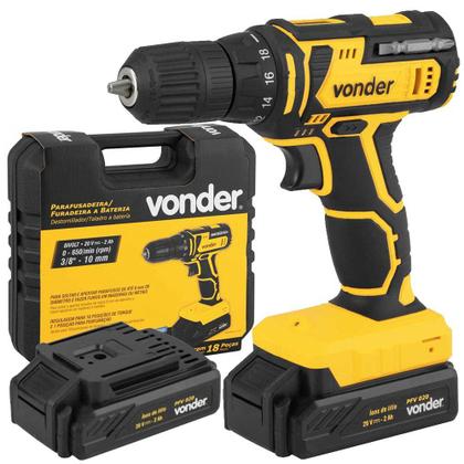 Imagem de Parafusadeira / Furadeira a Bateria 20,0 V Carregador Bivolt Automático PFV 020 Vonder