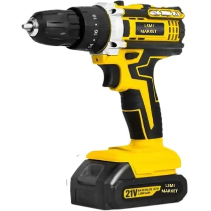 Imagem de Parafusadeira Furadeira a Bateria 21V Recarregável Sem Fio Profissional com Empunhadura Emborrachada Carregador Bivolt Alta Potência