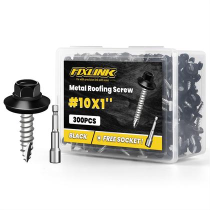 Imagem de Parafusos de telhado de metal FIXLINK 10  1, 300 unidades com lavadora de borracha