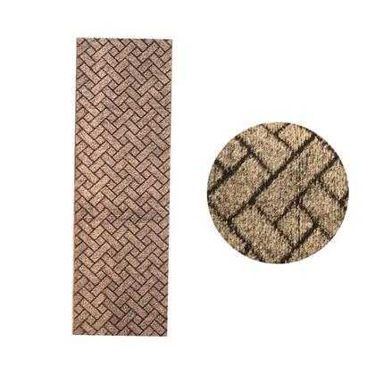 Imagem de Passadeira Estampado Gemotrica Na Cor Marrom Chocolate 050x4m Tapete Antiderrapante Polipropileno Resistente Moderno Durável