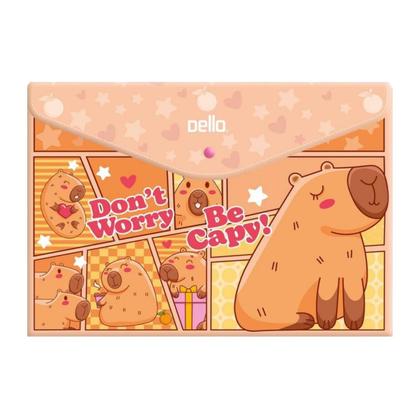 Imagem de Pasta Envelope A4 com botão Be Capy Laranja Capivara