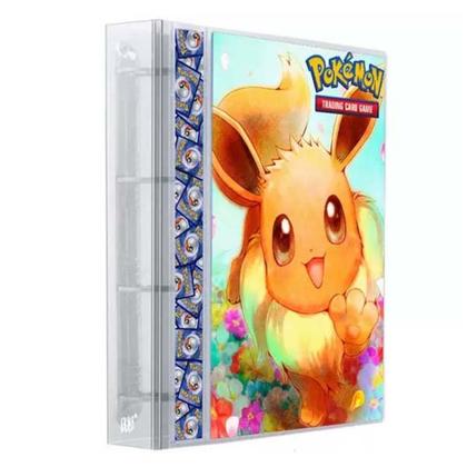 Imagem de Pasta Fichário Álbum Cristal Cartas Cards Pokémon Eevee Kawaii com 10 folhas 9 bolsos 4 argolas