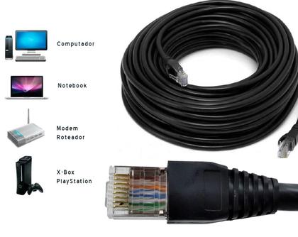 Imagem de Patch Cord Cabo De Rede Cat6 10m Metros 10m Cat 6 - Utp Rj45
