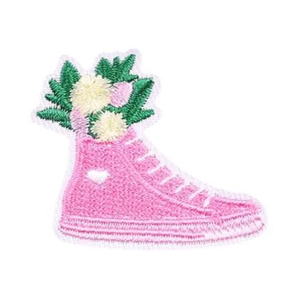 Imagem de Patch Termoadesivo Bordado Borboleta Listras Rosa Com Slogan Para Decoração De Roupas E Emblemas